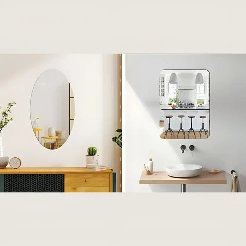 Combo of Oval Shape & Square Shape Mirror (Pack of 2)