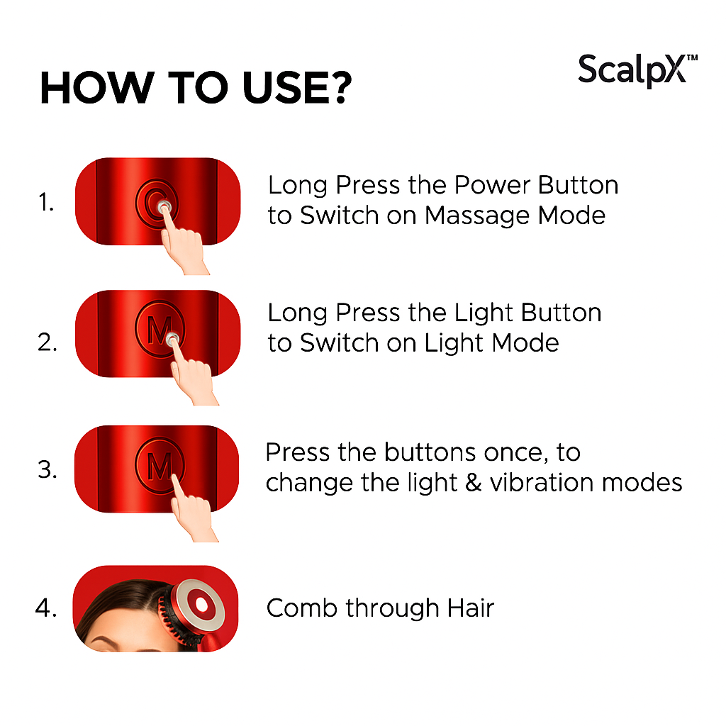 ScalpX™ 3-1 Red Light Therapy Scalp Massager | 6 Months Warranty