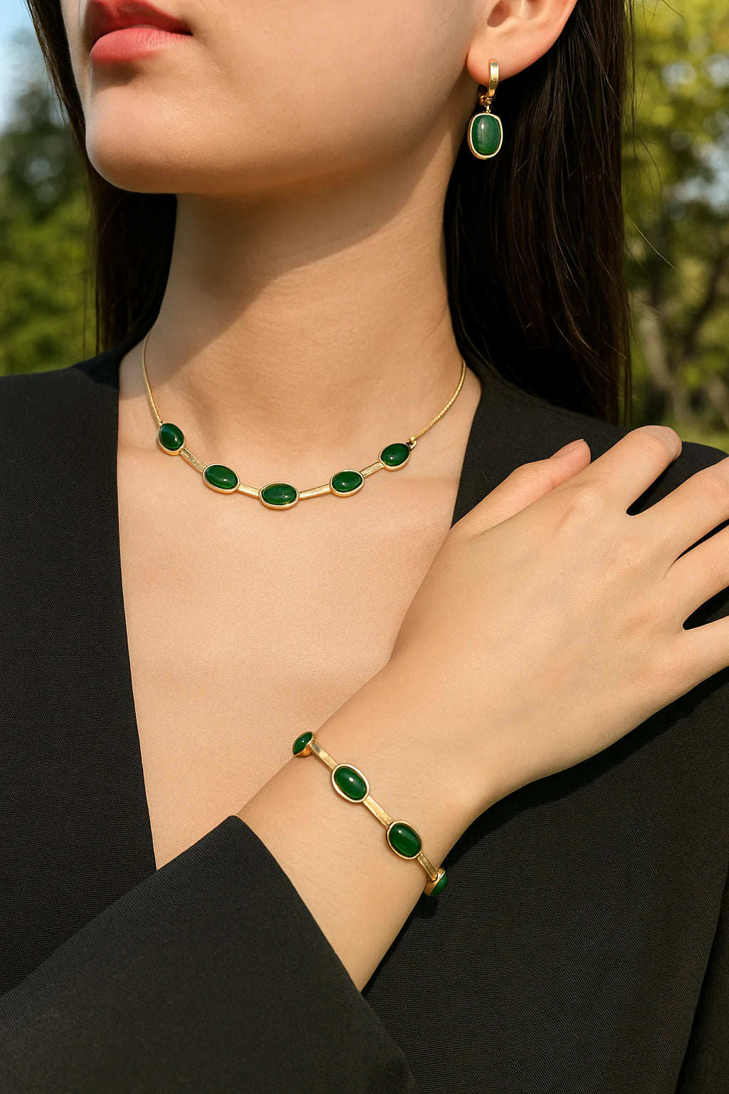 Opulex™ Green Oval Crystal Set